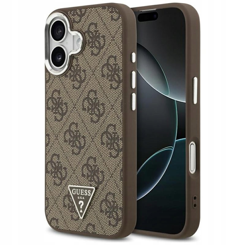 Pouzdro Guess pro iPhone 17 Magsafe Originální Saffiano Triangle Hnědé Zadní Kryt