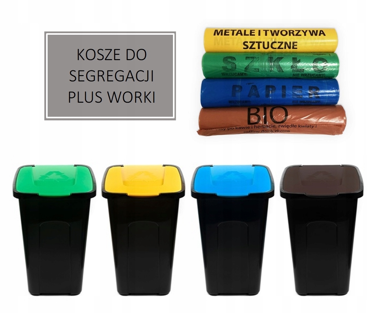 ZESTAW kosz SORT do segregacji odpadów 4x50l worki Marka inna