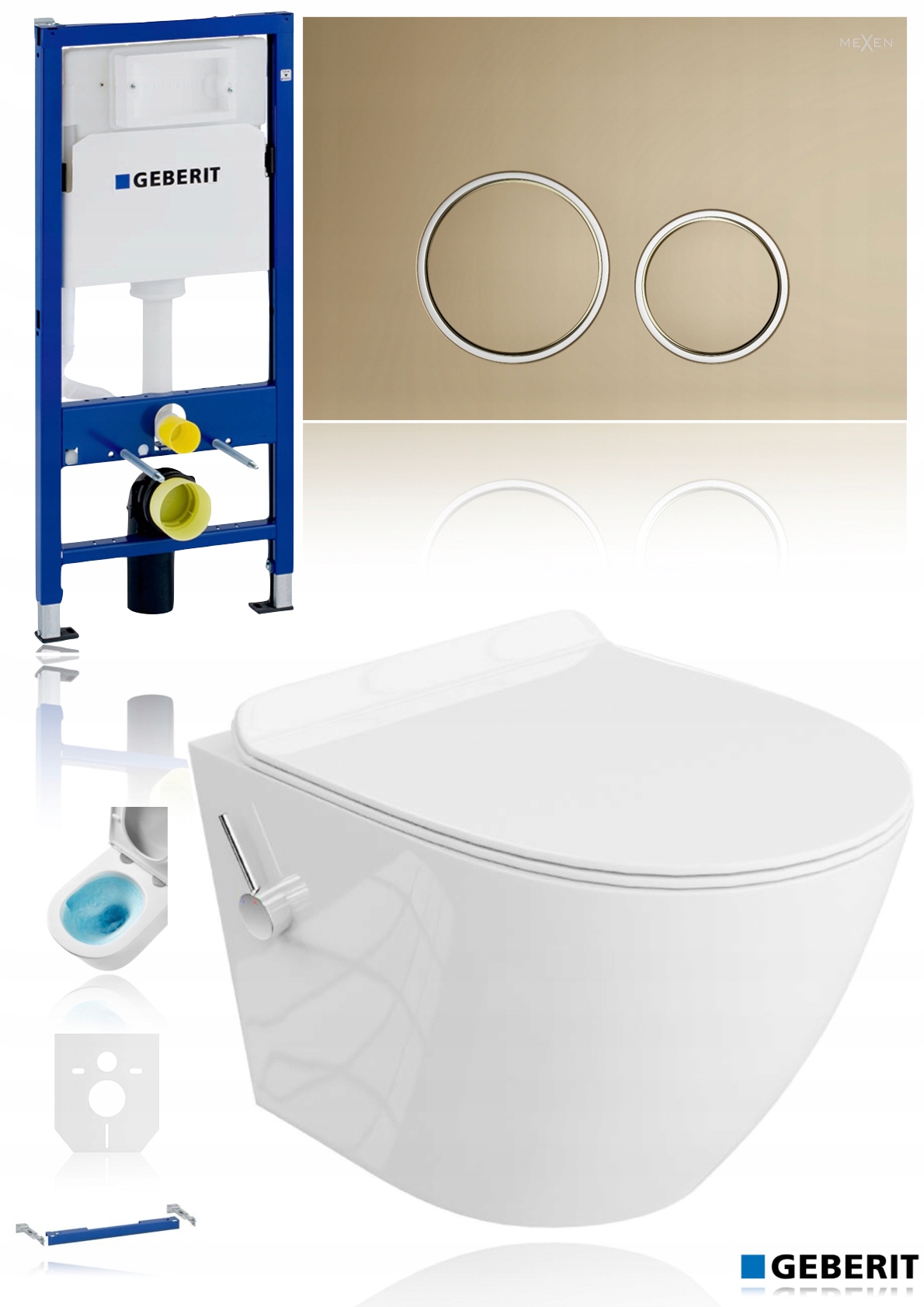 Geberit stelaż podtynkowy Wc miska wirowa bidet 2w1 Złoty Mat Gold Chrom