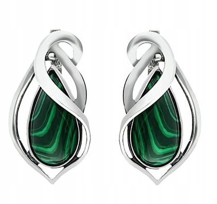 Efektní Stříbrné Klipy Malachit K450