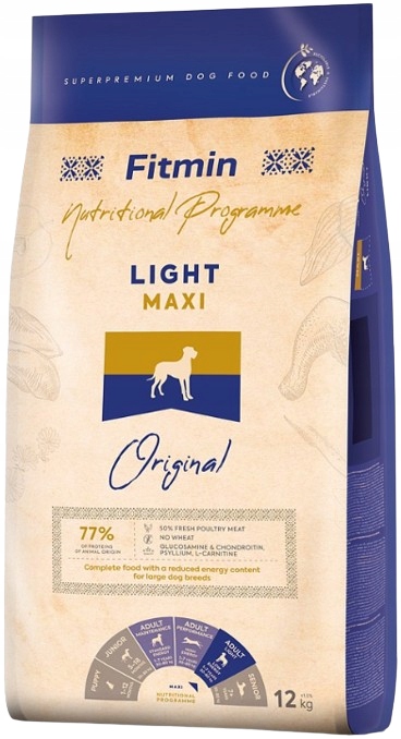 Fitmin Dog Light Maxi sucha karma dla Psa Niskokaloryczna 12 kg