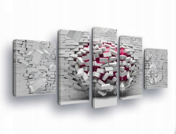 Obraz 170x100 Výbuch Prielom Stena Fragmenty Dynamika Energia Deštrukcia