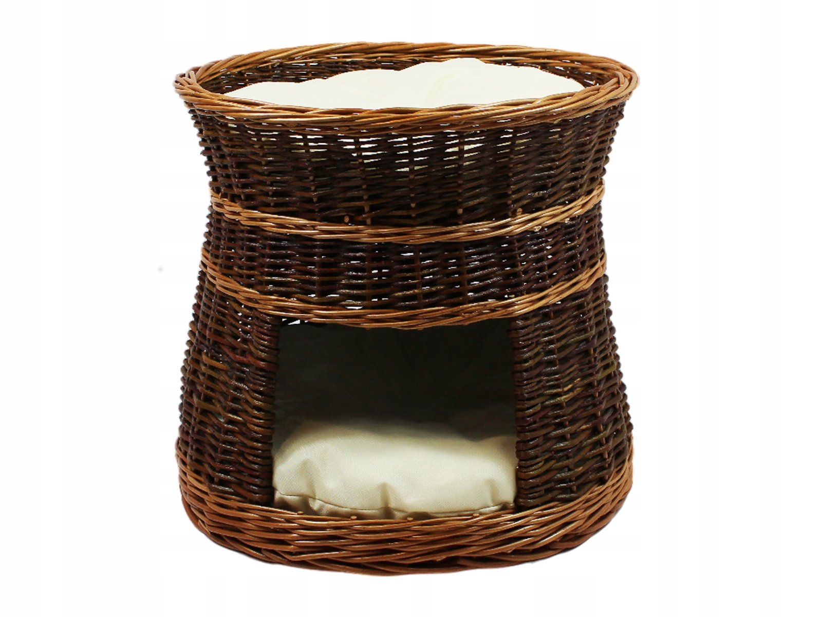 Domeček pro kočky – odstíny hnědé, kulatý, 50 cm x 50 cm x 43 cm