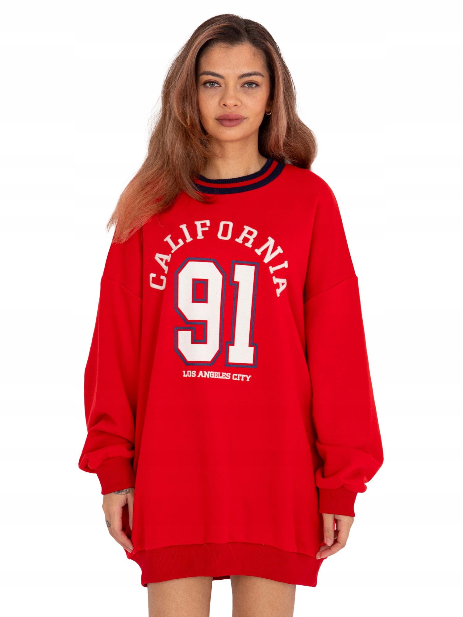 

Długa Dresowa Bluza Damska Oversize z haftem