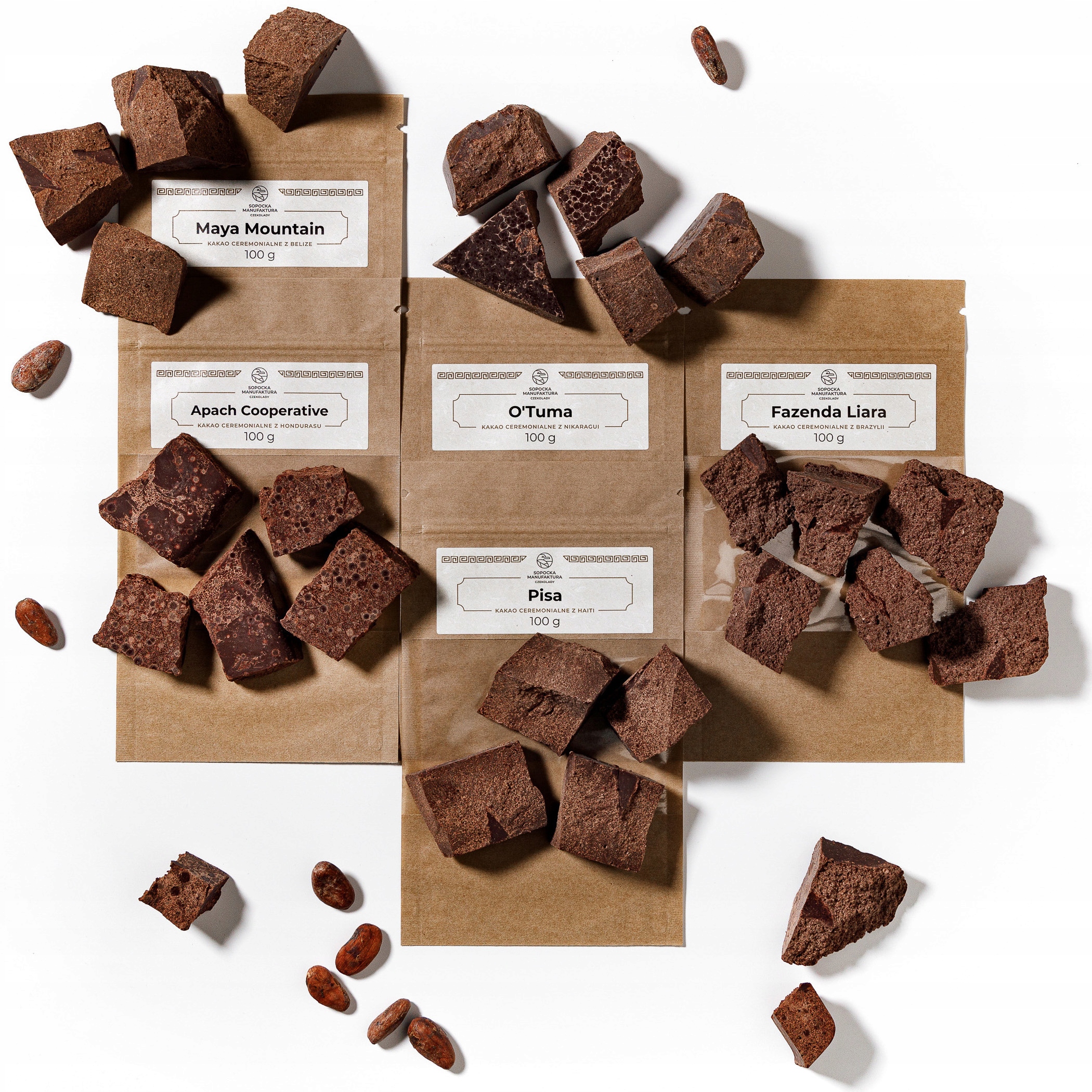 Kakao Ceremoniální přírodní pravé 100% sada 5x100g 500g