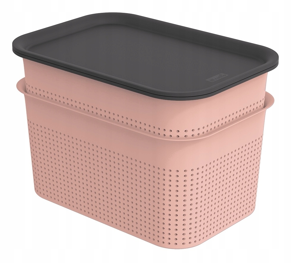 ROTHO, koszyk, organizer BRISEN, ZESTAW z pokrywą 2 x 4,5 L - różowy
