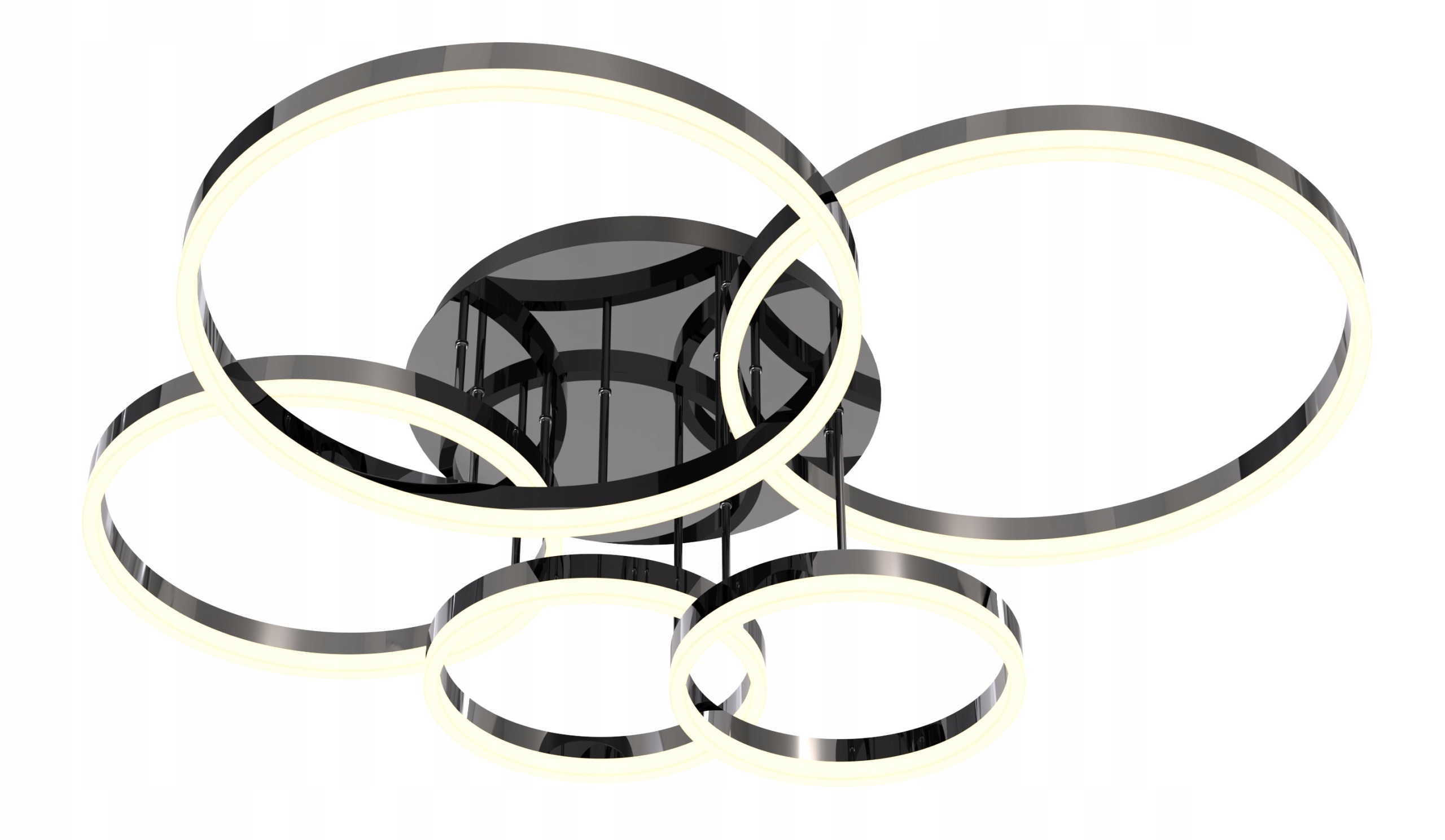 Veľká stropná lampa Malta Čierna Led kruhy Teplá Barva 5-bodová