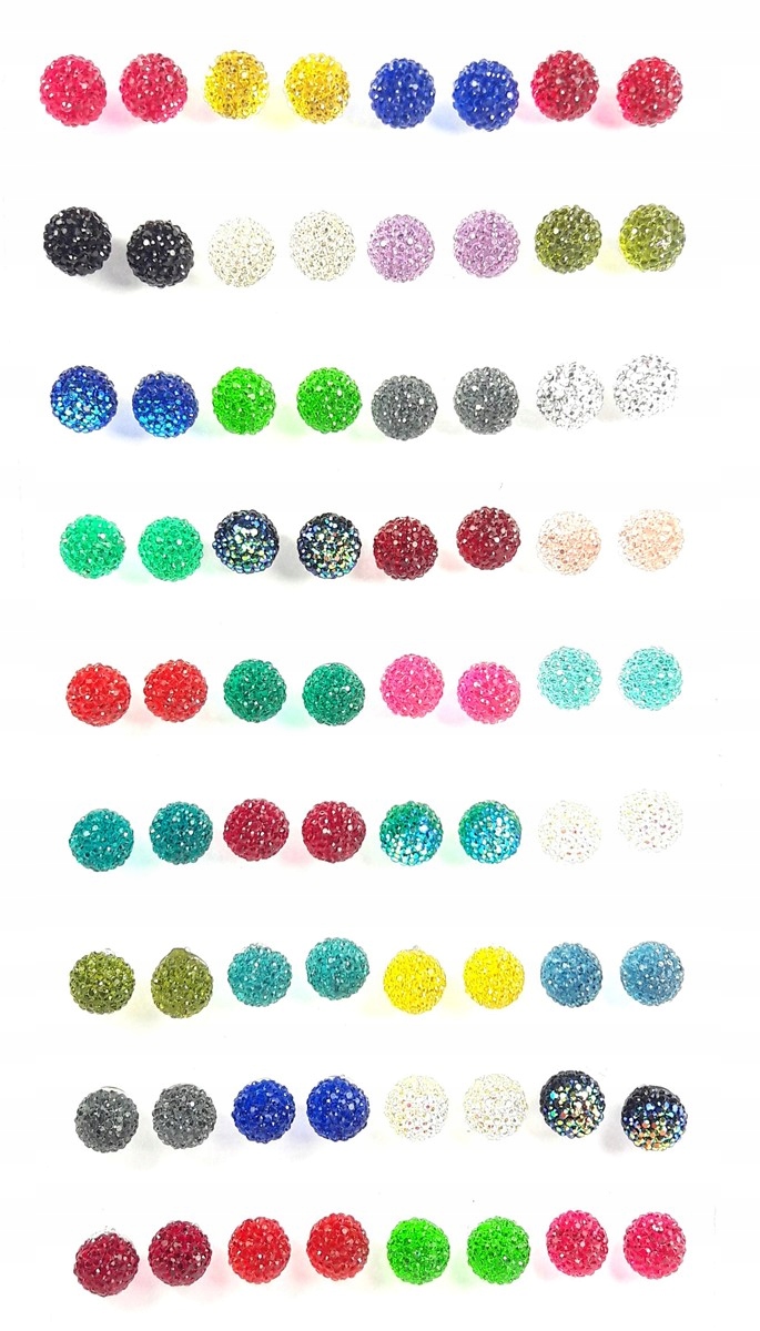 

Kolczyki kule 3/4 kryształkowe zestaw 8mm 36 par