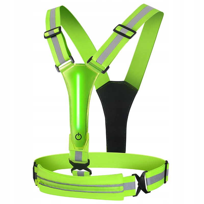 Kamizelka ODBLASKOWA SZELKI do BIEGANIA ROWER LED USB Zielona