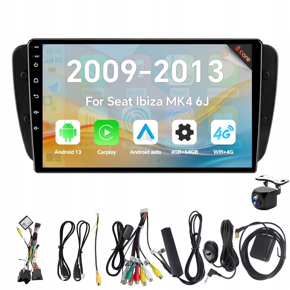 2Din Android 13 autorádio pre Seat Ibiza MK4 6J 2009-2013 4G 64G Carplay Bt