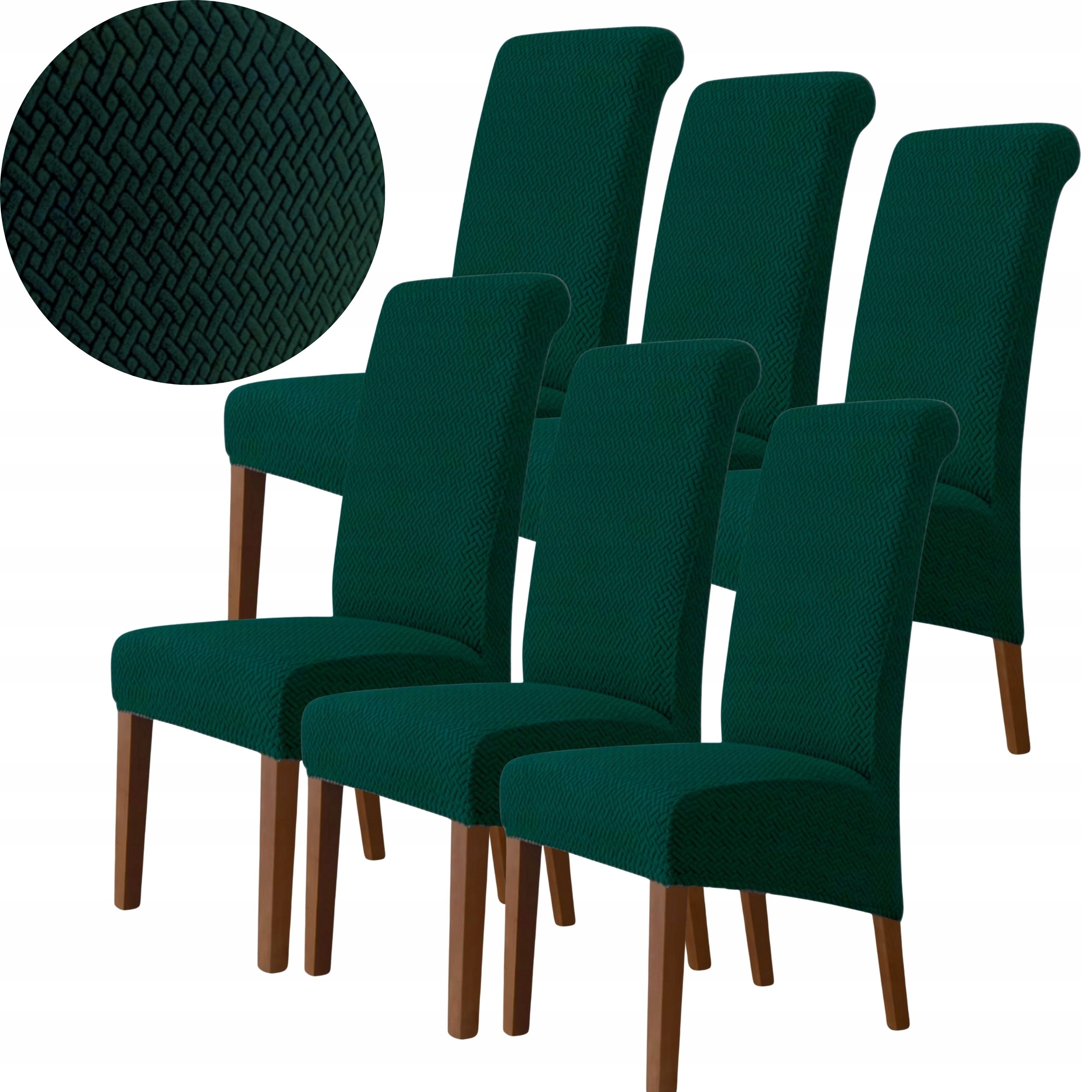 6 X Potah Na Židli Žakár Jedle Premium Elastický Oeko-tex Zelený