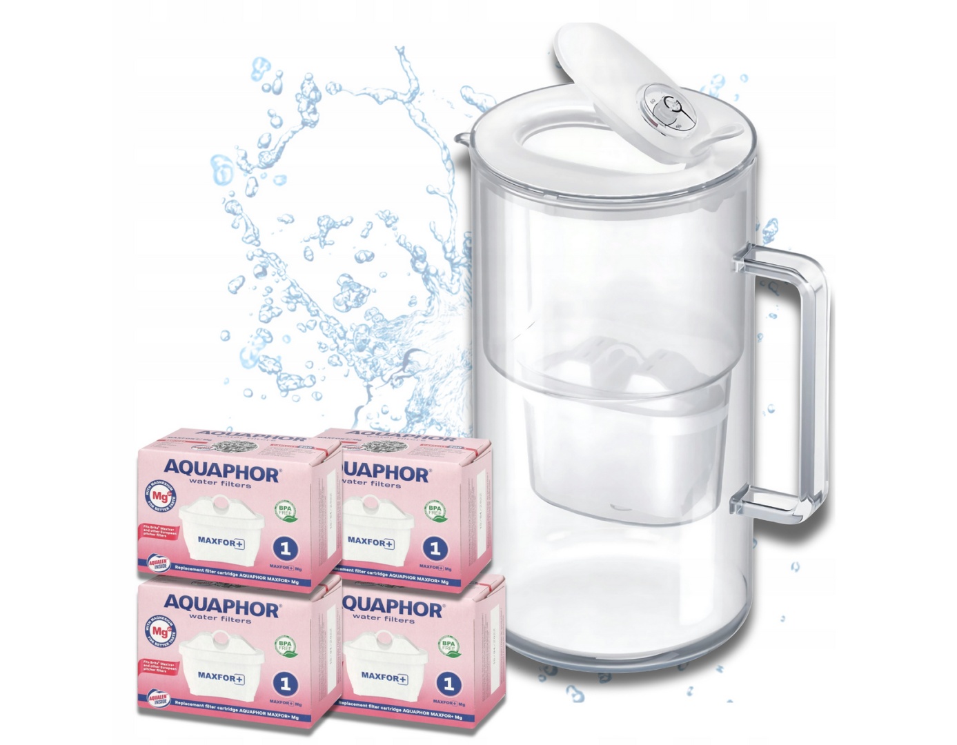 Dzbanek filtrujący szklany Aquaphor Glass 2,5l Biały 4 Maxfor+ Mg