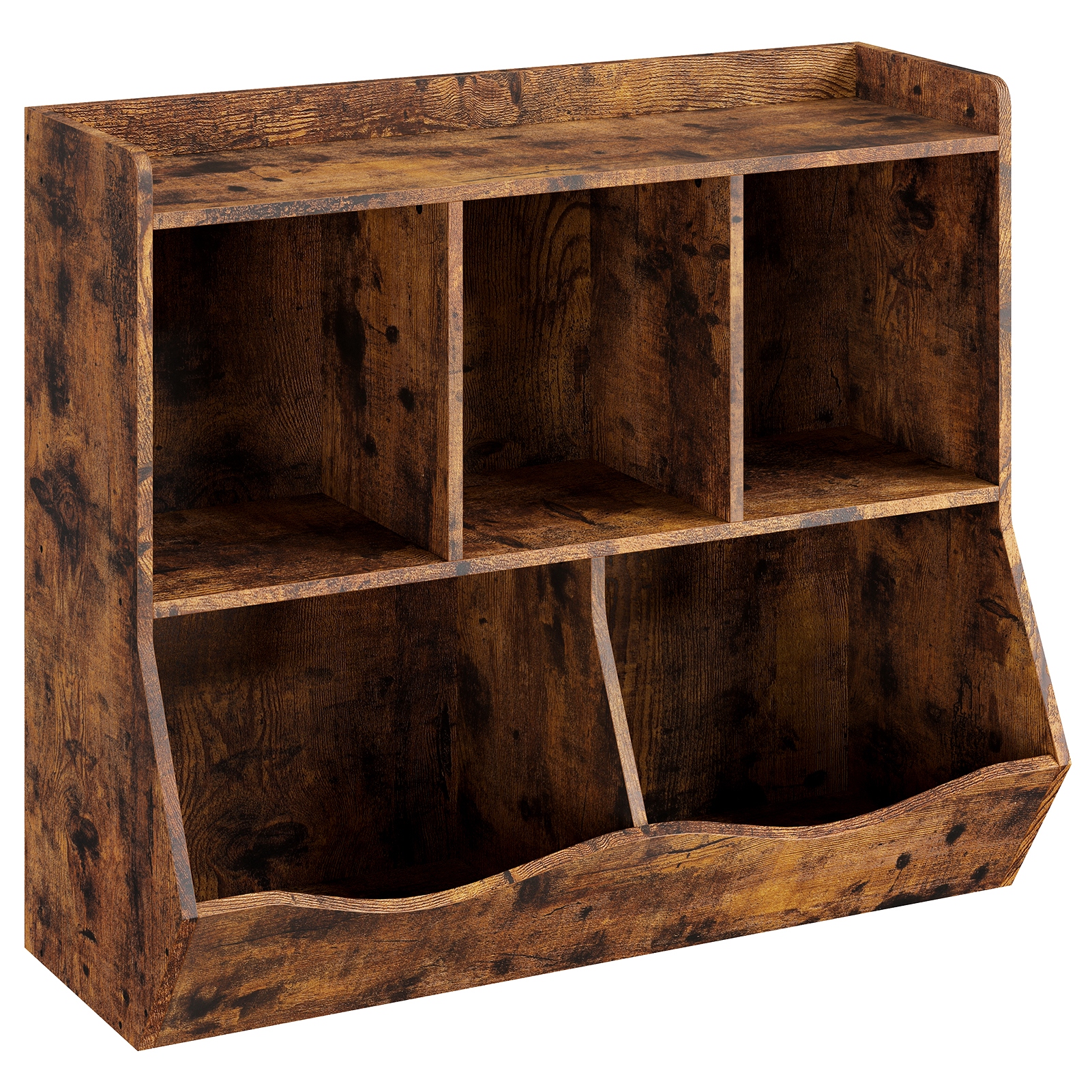 Półka na książki dla dzieci,Organizer na zabawki,Wielopółkowy drewniany regał z cubbies,Retro