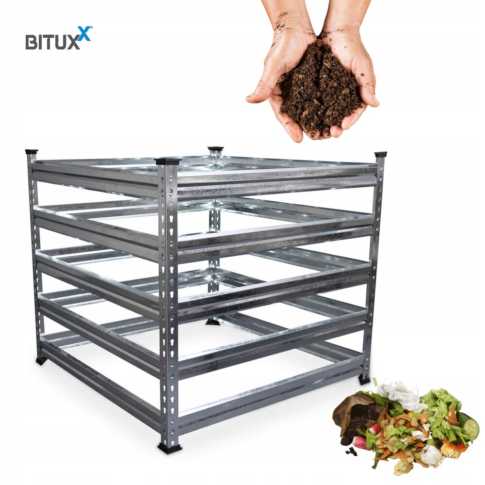 Zahradní kompostér do zahrady kovový 930 L Otevřený vhazovací Bituxx