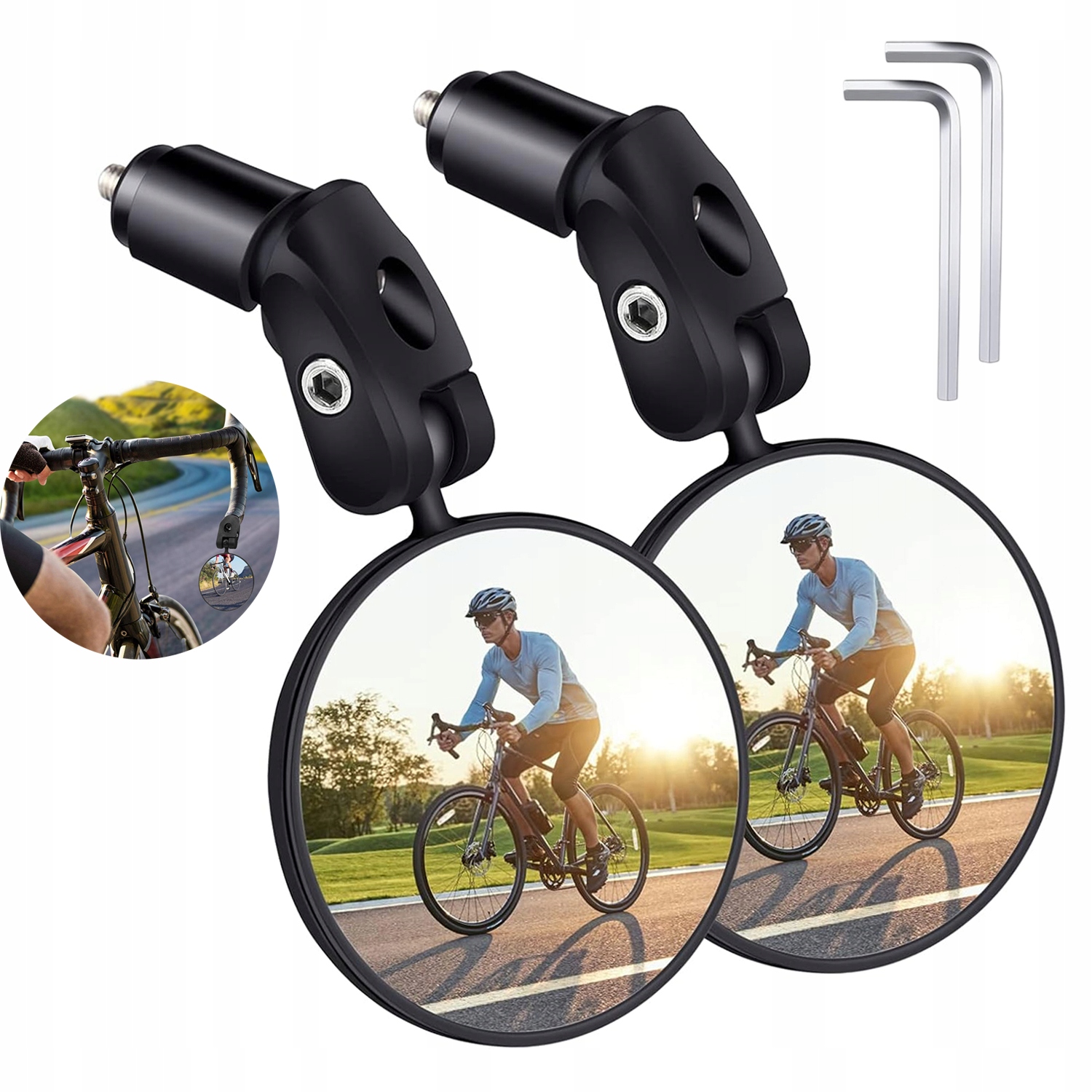 Lusterka Rowerowe 2 Szt Hd Szklane 360° Obrotowe Rowerowe Lusterko Wsteczne