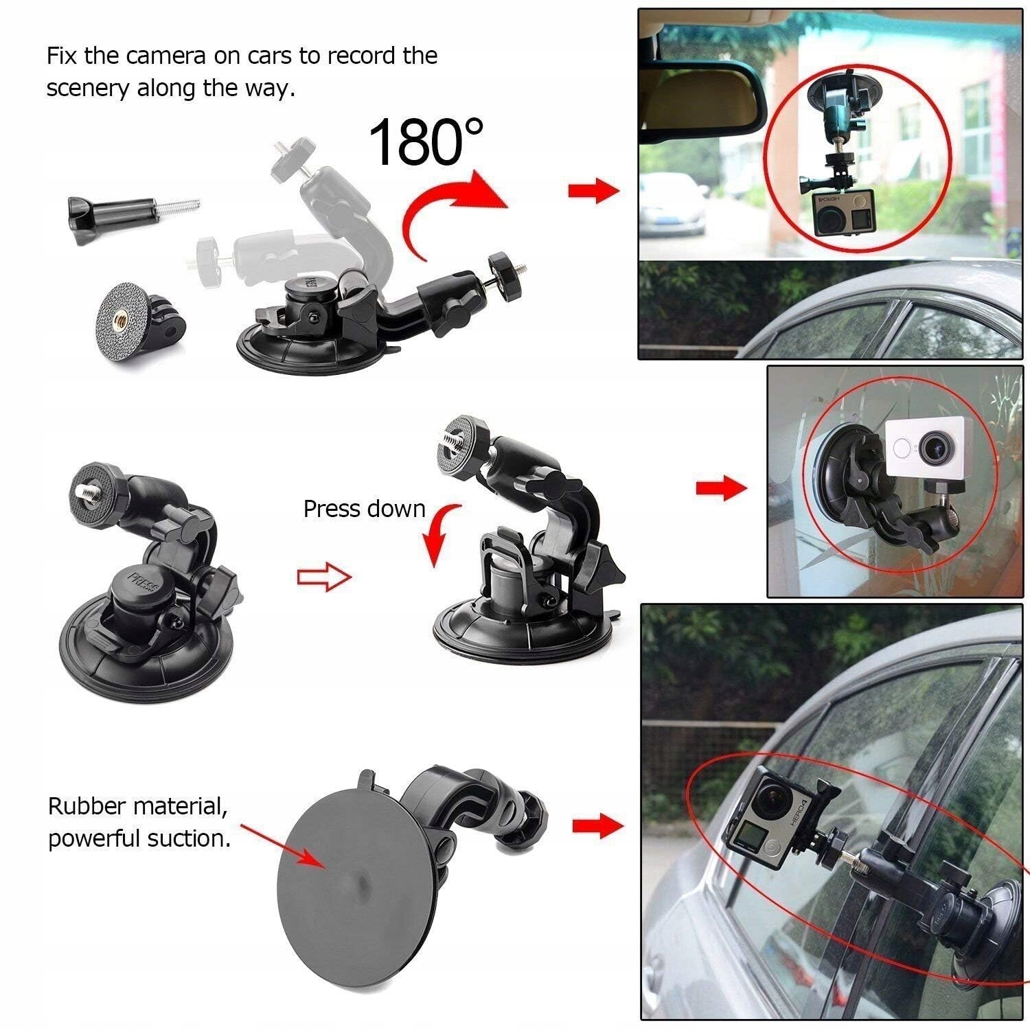 Uchwyt Samochodowy Przyssawka Do Kamer Dash Cam GPS Telefon SHIPEEKIN — miniatura 4