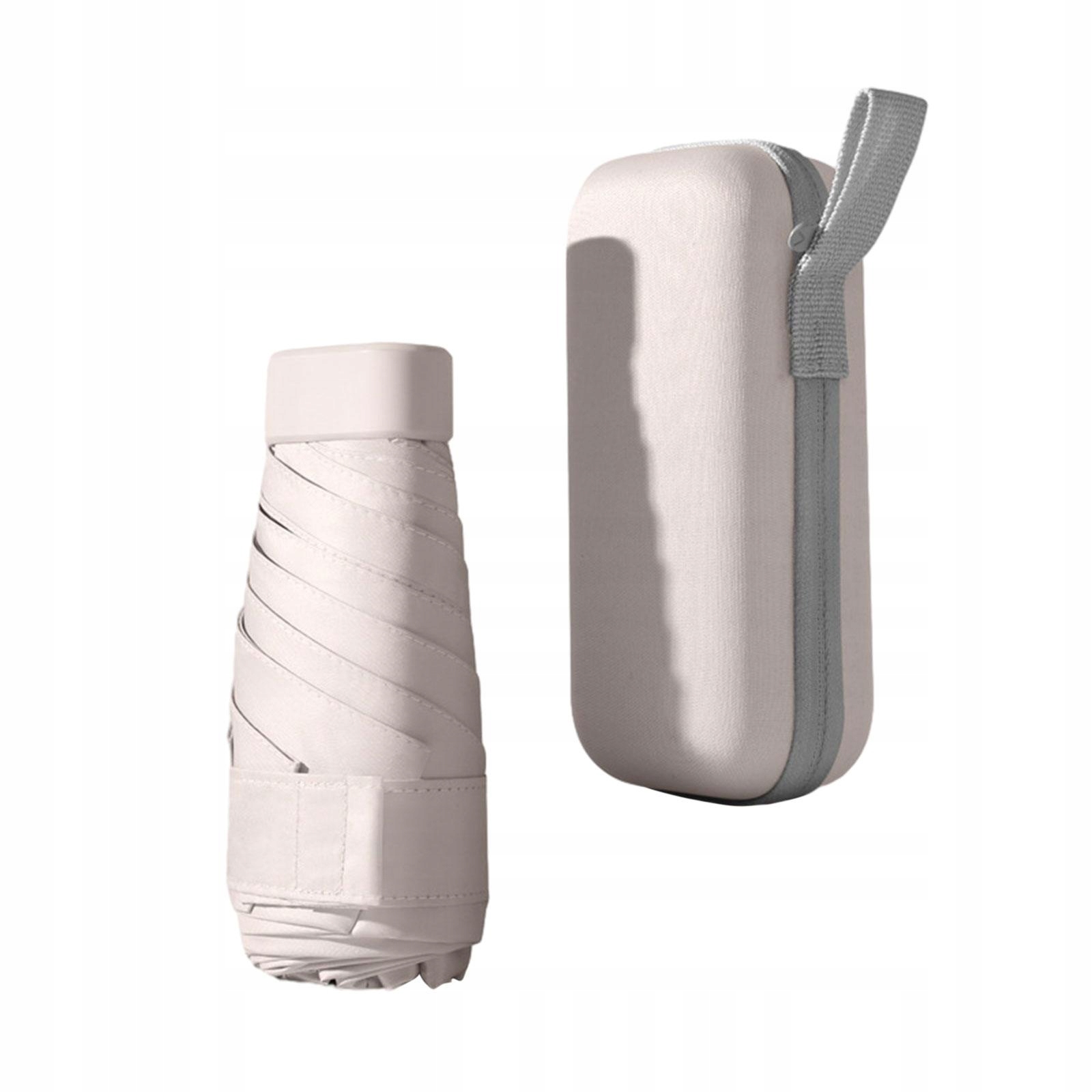 Mini parasol Parasol podróżny Ręczna ochrona przed słońcem Trwałe 6 żeberek w kolorze beżowym