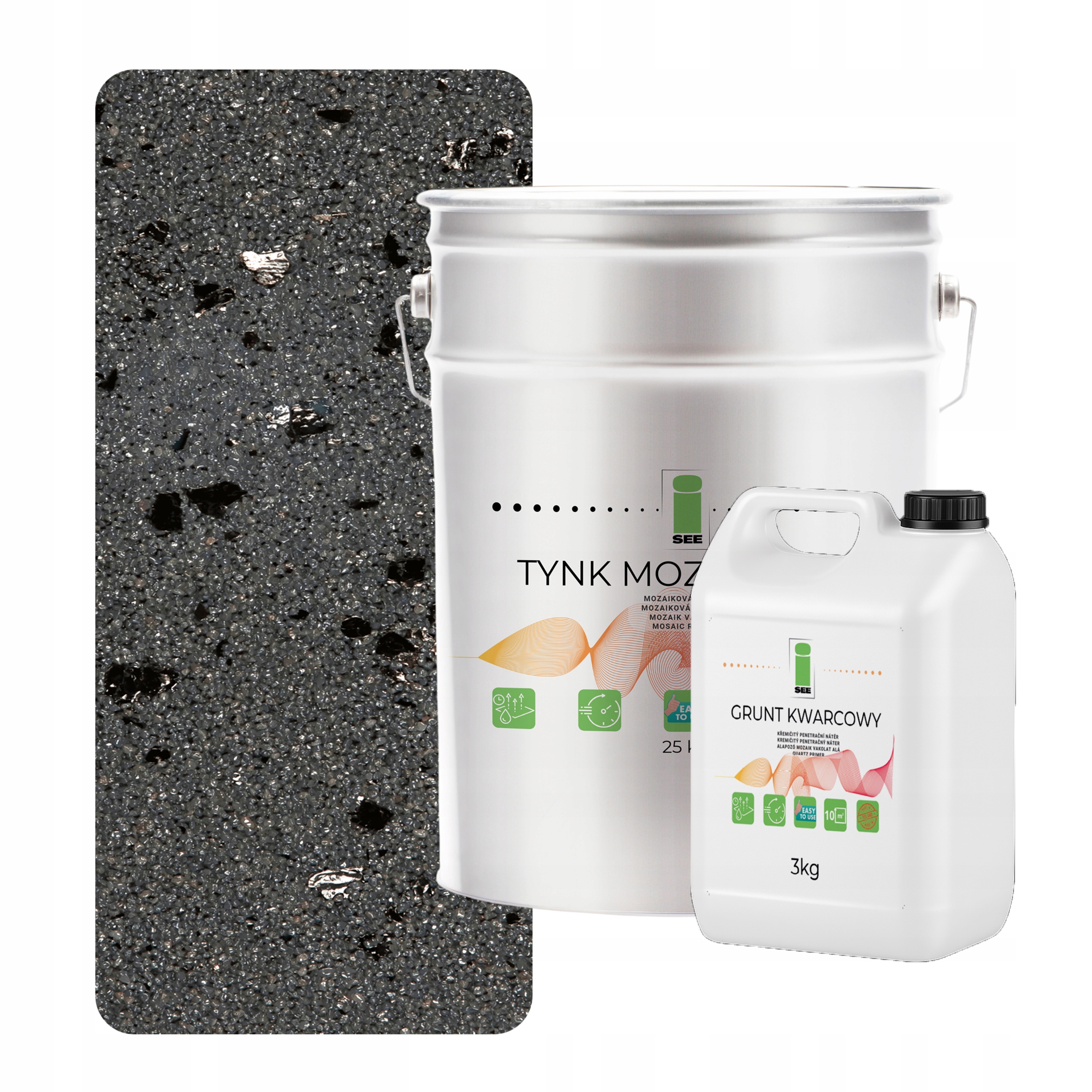 Mozaikový Omítek S Mikou Grafit 25 kg Barevná Půda Set Na 6,6 m2