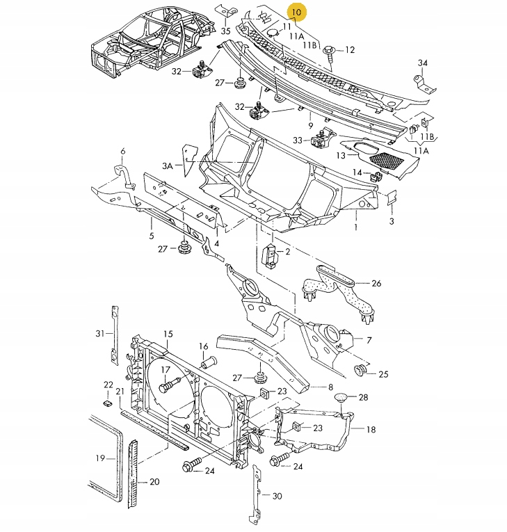 NOWE ORYGINALNE PODSZYBIE AUDI A8 D2 94-99 4D1805097B Numer katalogowy części 4D1805097B