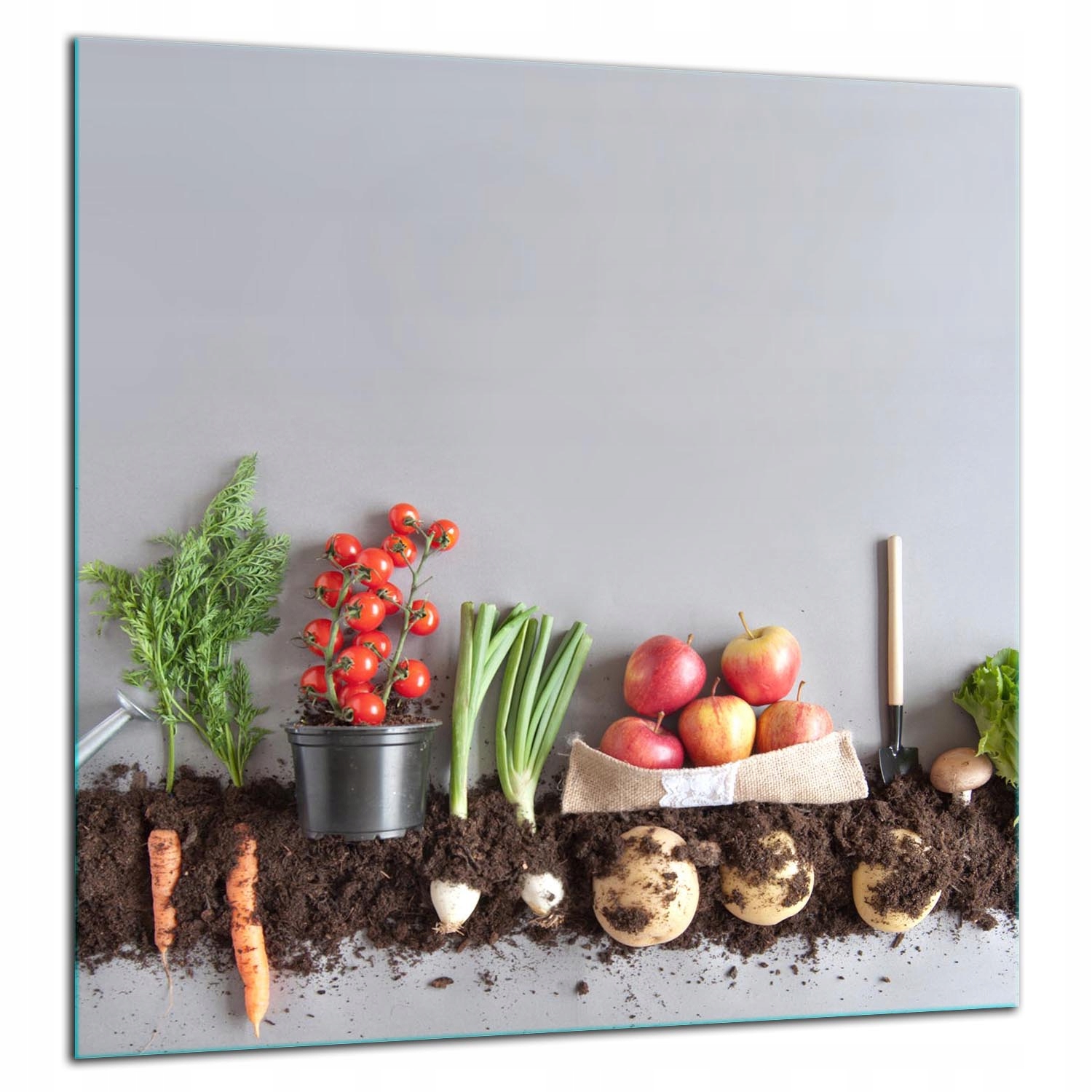 Skleněná Ochranná Deska Panel Lepidlo 60x65 ZELENINATvrzené Sklo Kuchyně 7v1
