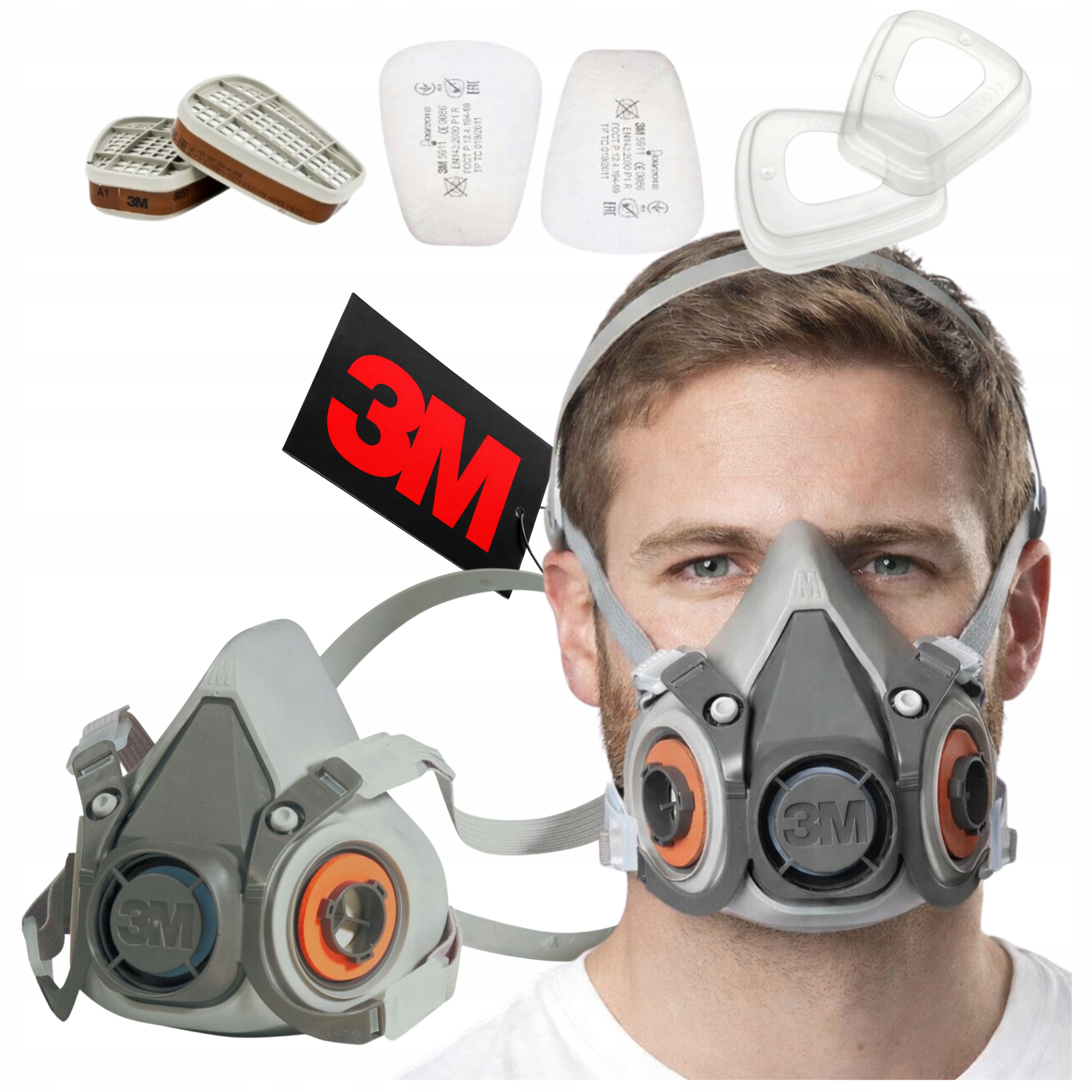 3M lakovací polomaska kompletní s filtry 6300 L pro vícenásobné použití