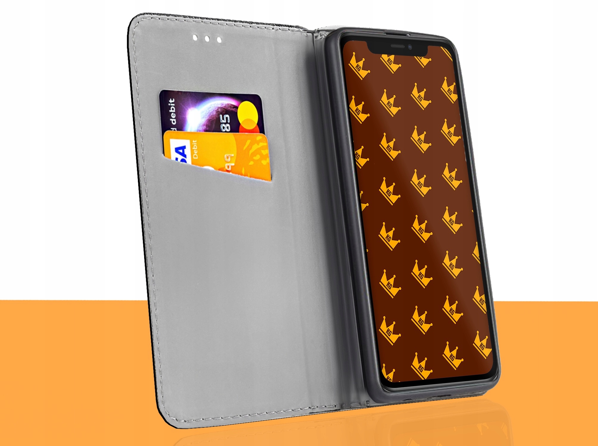 ETUI Z KLAPKĄ DO IPHONE 11 CZARNE ZAMYKANE MAGNETYCZNE KABURA FLIP + SZKŁO Dedykowany model iPhone 11