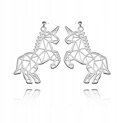 

Srebrne Kolczyki Jednorożec Origami srebro 925