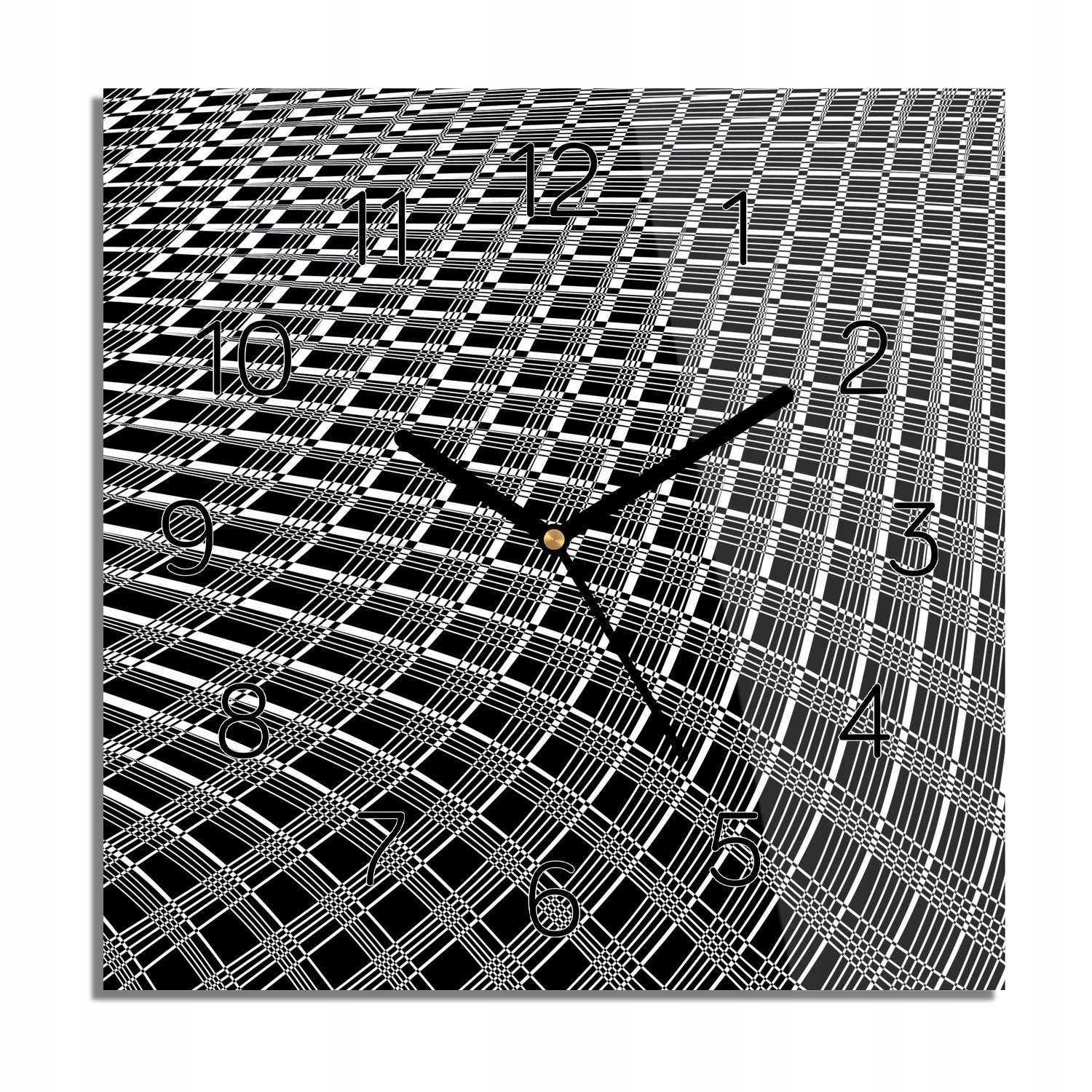 

Czarno-biała krata zegar szklany 30x30 kwadratowy