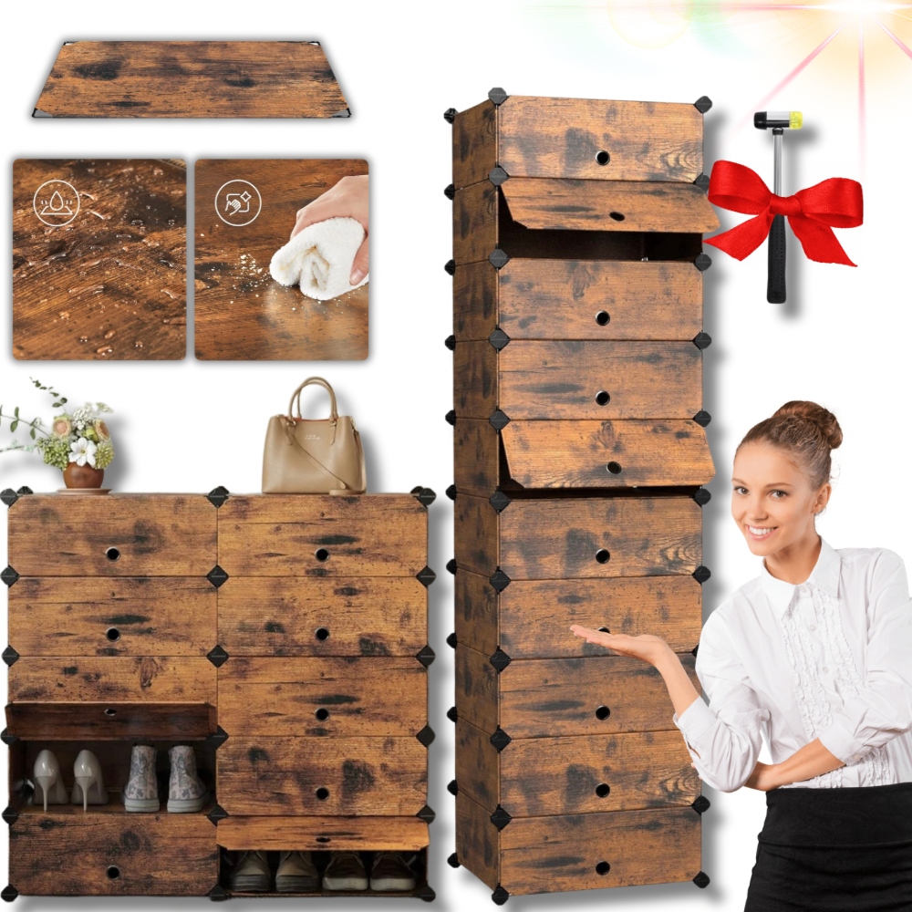 Regál Na Boty Uzamykatelný Organizér Police Modulární Stojan Skříňka Stabilní!