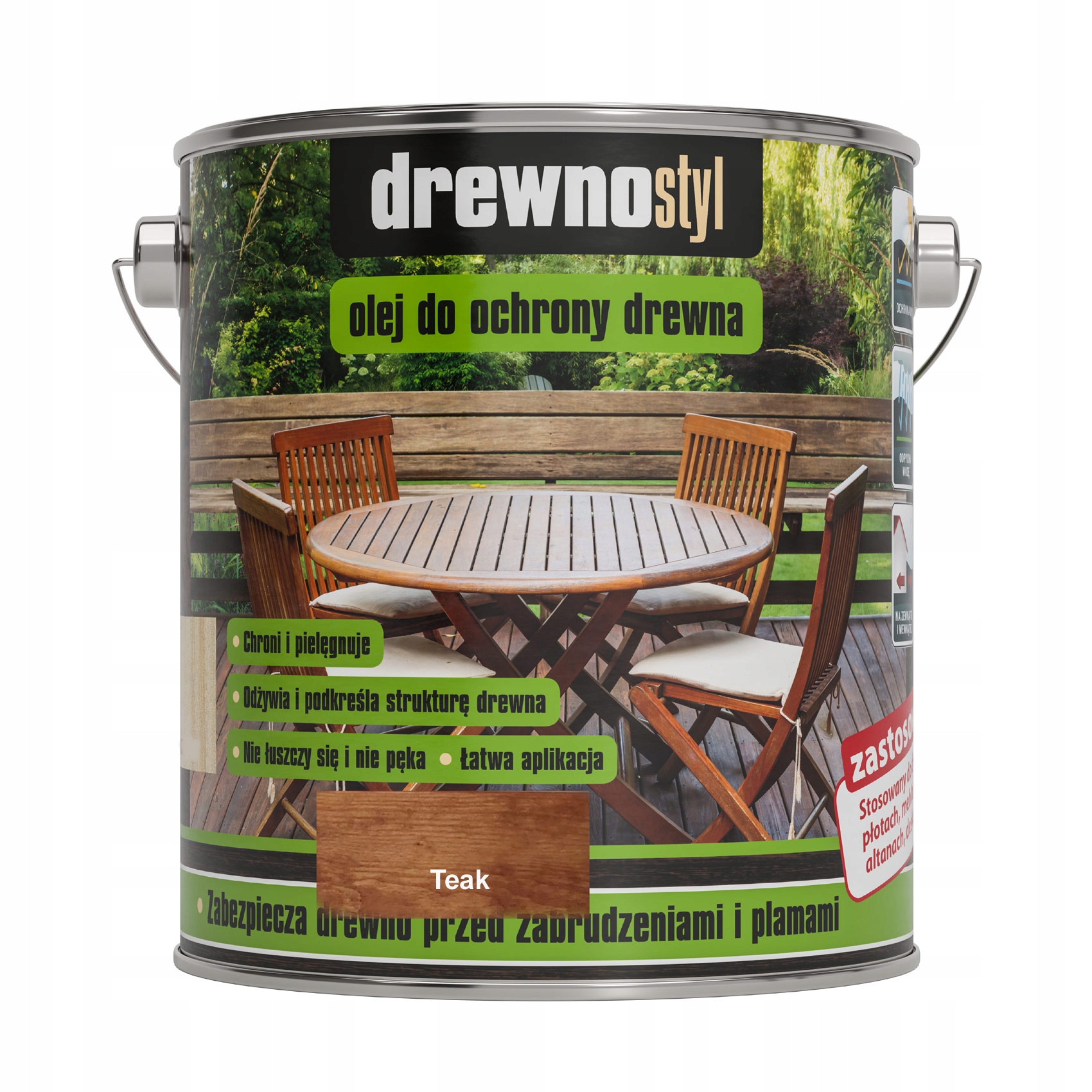 Olej Do Ochrony Drewna Impregnat Teak Drewnostyl 2,5l Wydajny Do Tarasów