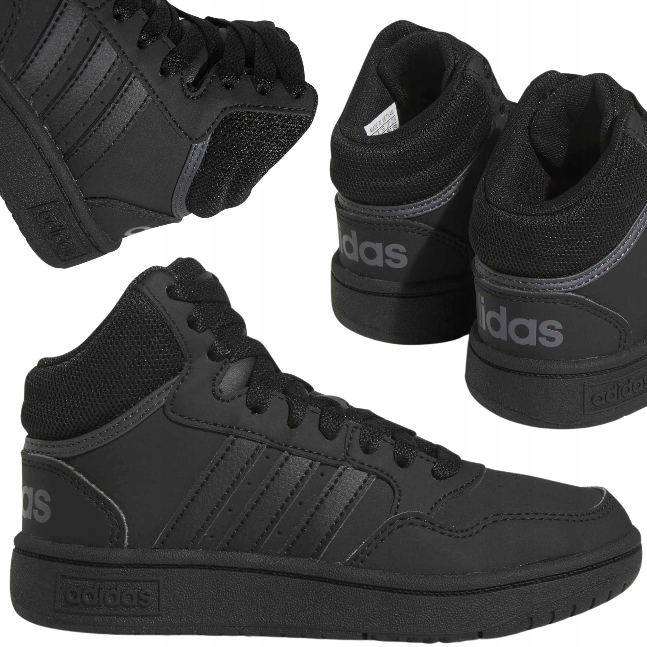 Dětské Vysoké Černé Boty Adidas Hoops Pohodlné Sportovní Nad Kotník 36