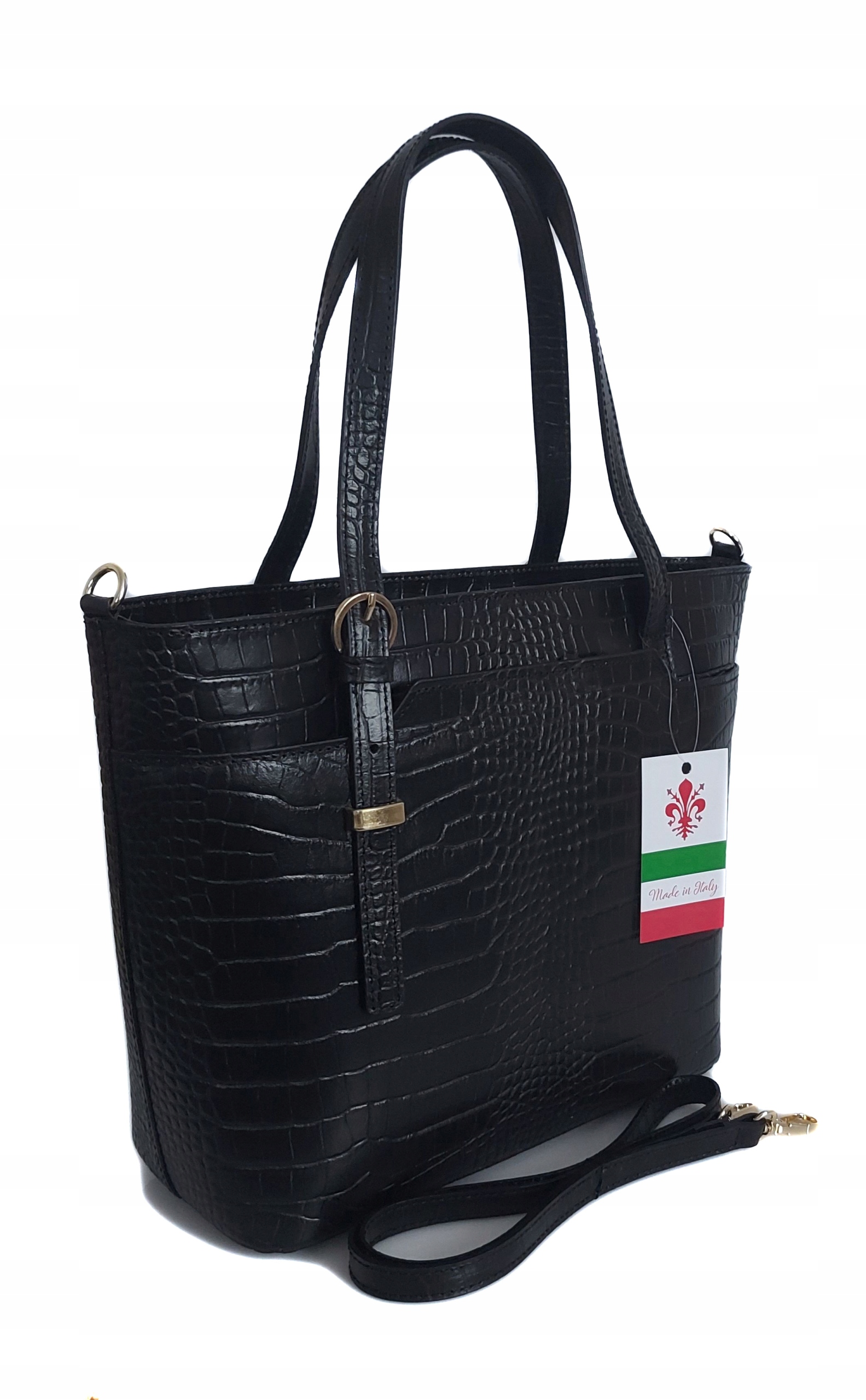 Włoska torebka A4 Vera Pelle kuferek teczka na ramię skóra kroko Marka Vera Pelle