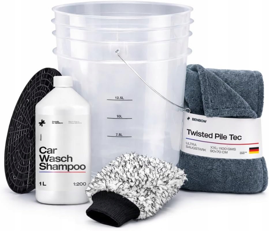 Zestaw do mycia auta wiadro 20L separator rękawica ręcznik Szampon