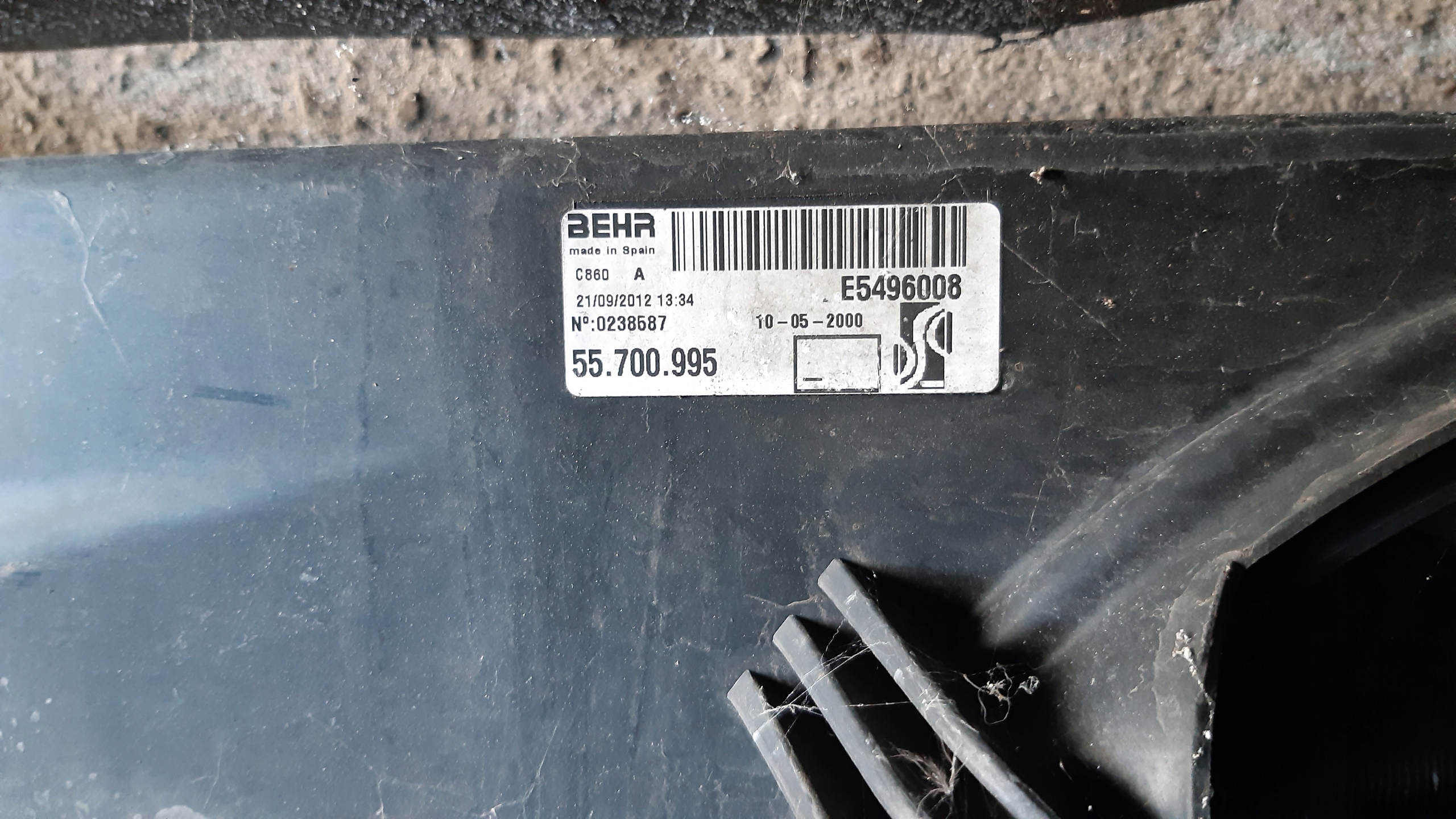 support panel for radiators pillar iron 50520117 Punto EVO