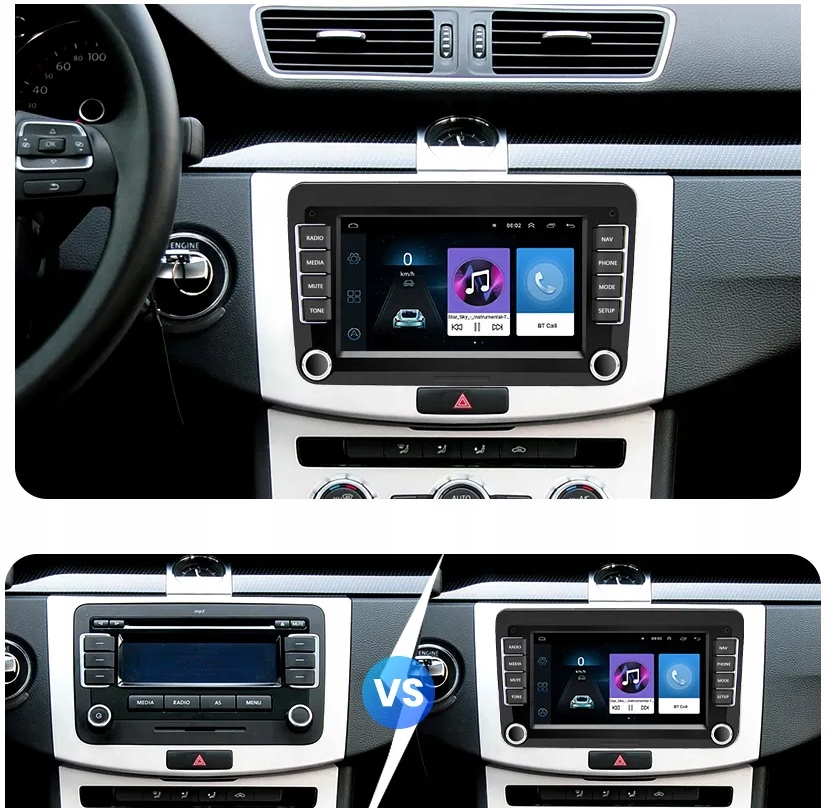 RADIO 7'' ANDROID 13 SEAT GOLF V VI 6 VW PASSAT B6 B7 SEAT SKODA VOLKSWAGEN Model A2184