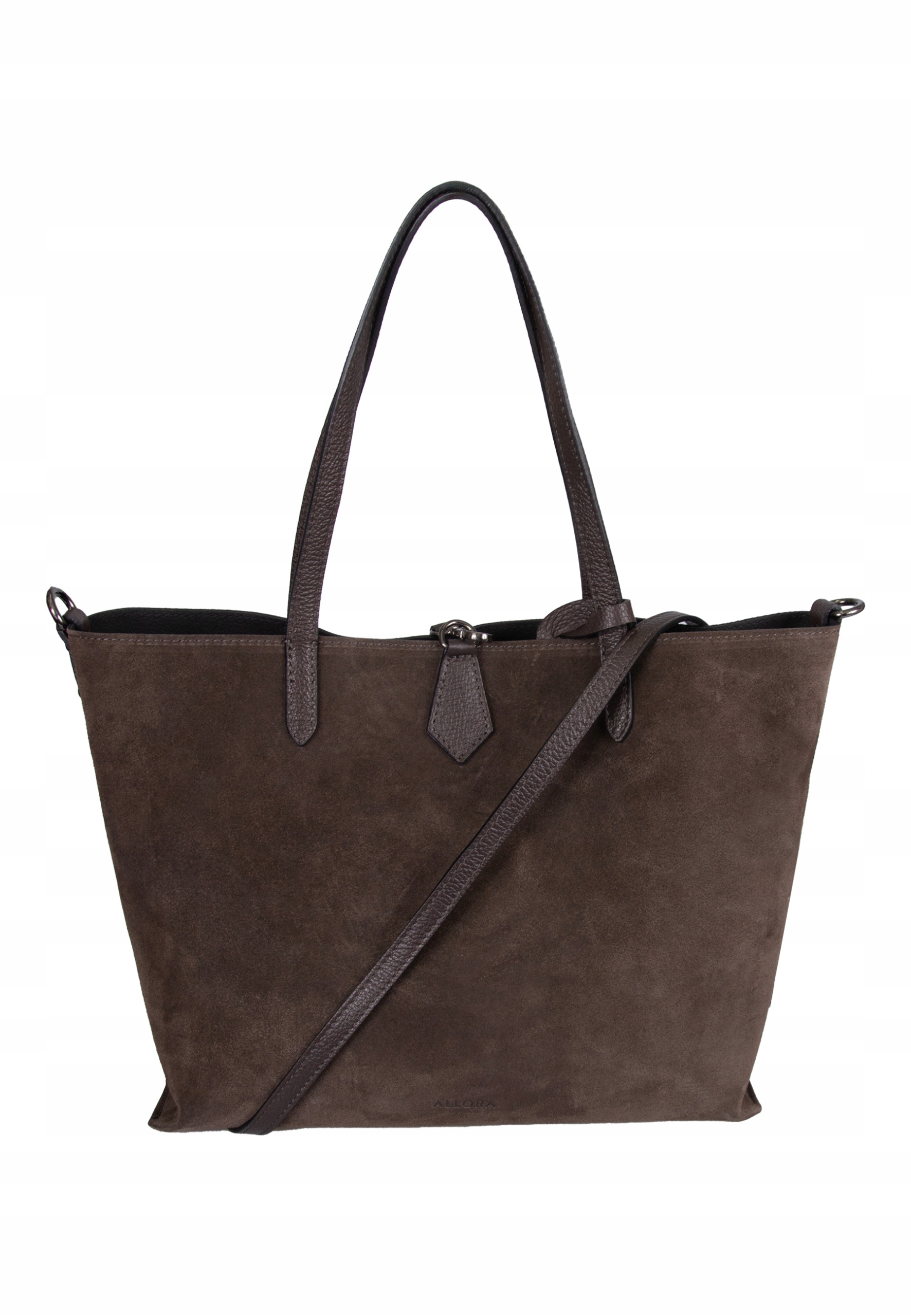 Semišová velká módní taška na opasek Shopper 2v1 Hnědá s kapsou