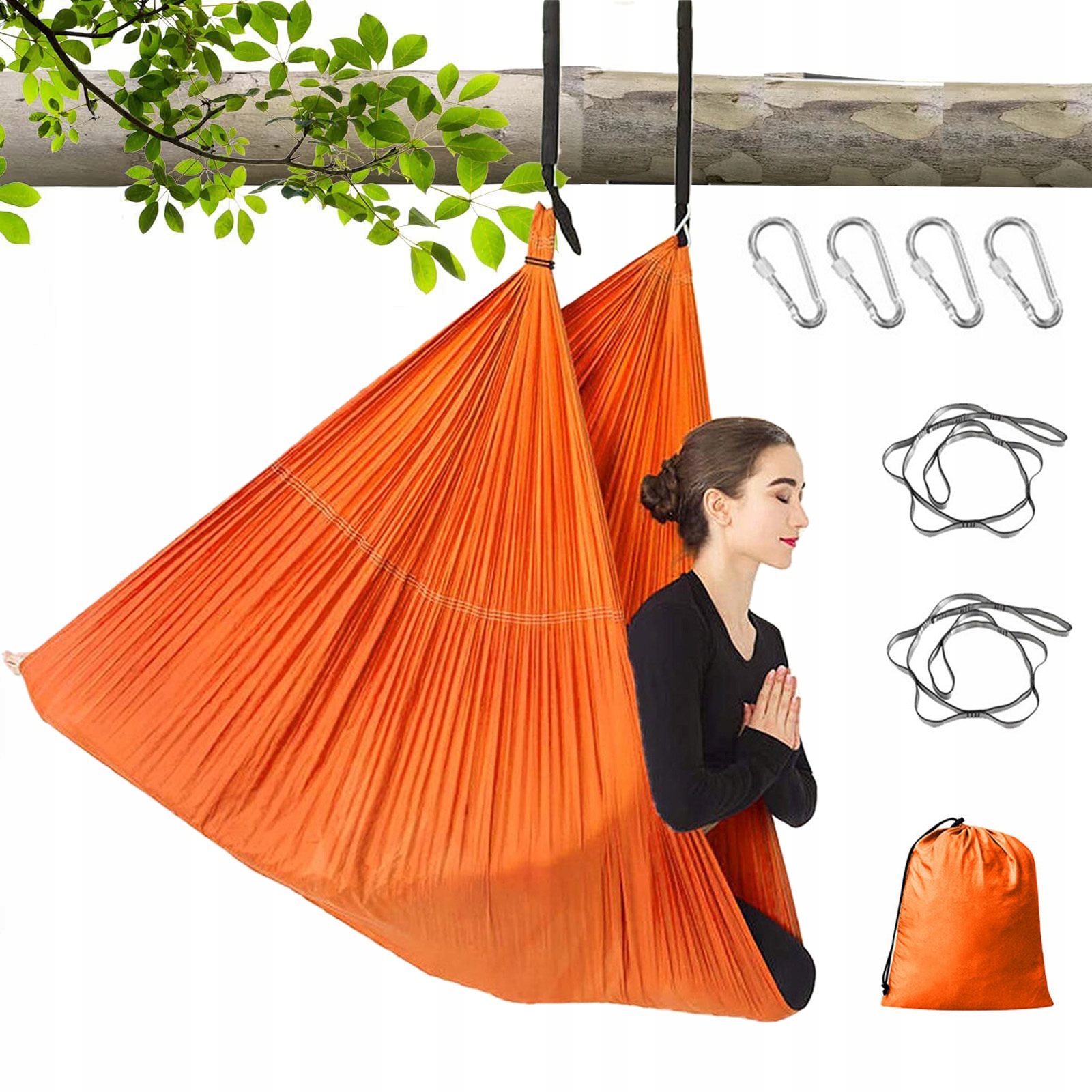 Hamak Do Jogi Chusta Air Yoga Huśtawka 6 Uchwytów Nośność 200 Kg