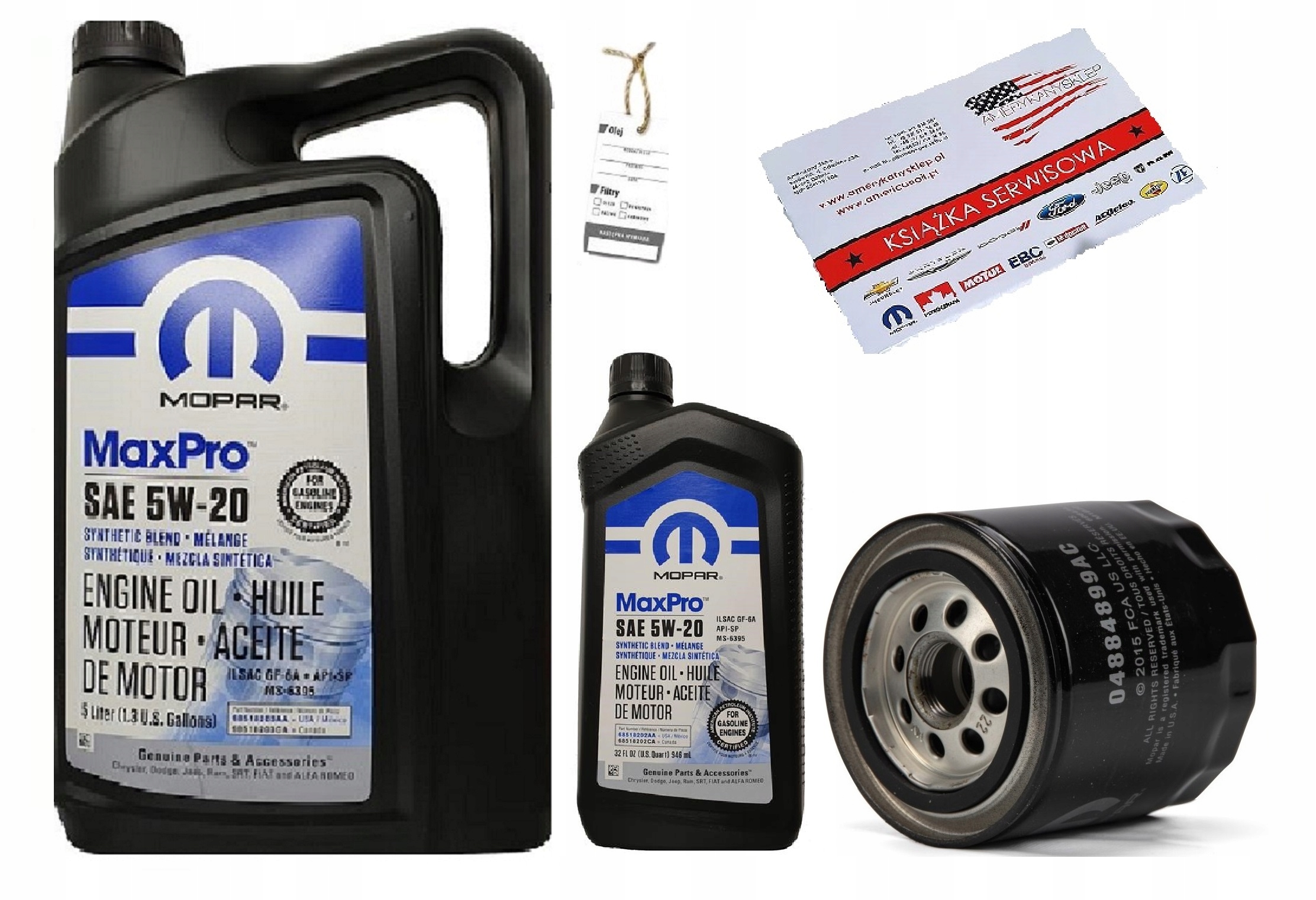 MOPAR 5W20 6L + FILTR OLEJU MO-899/PH2 + GRATISY