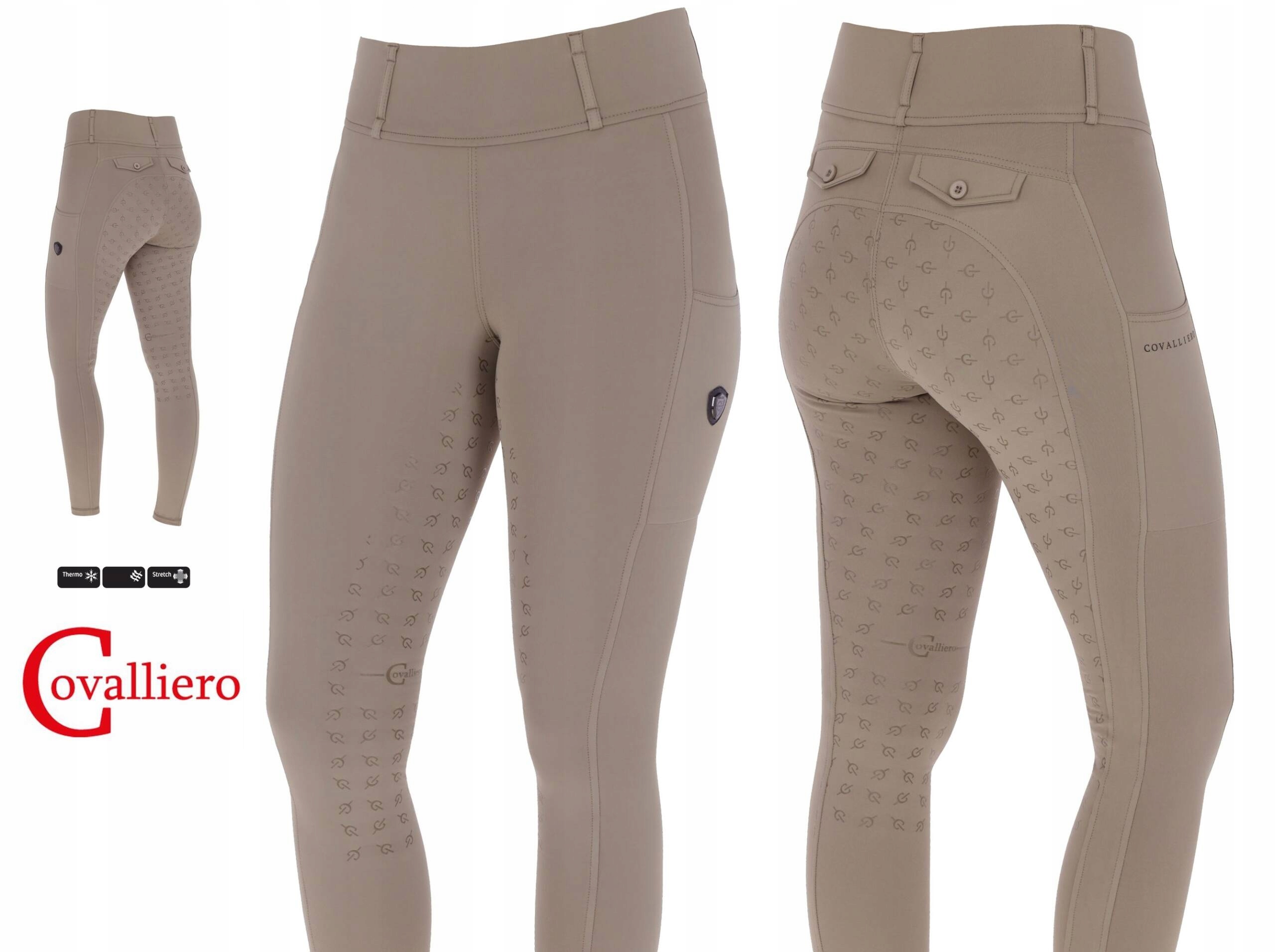 Bregginsy/Legginsy termiczne ocieplane, zimowe Covalliero taupe/beż 164/170