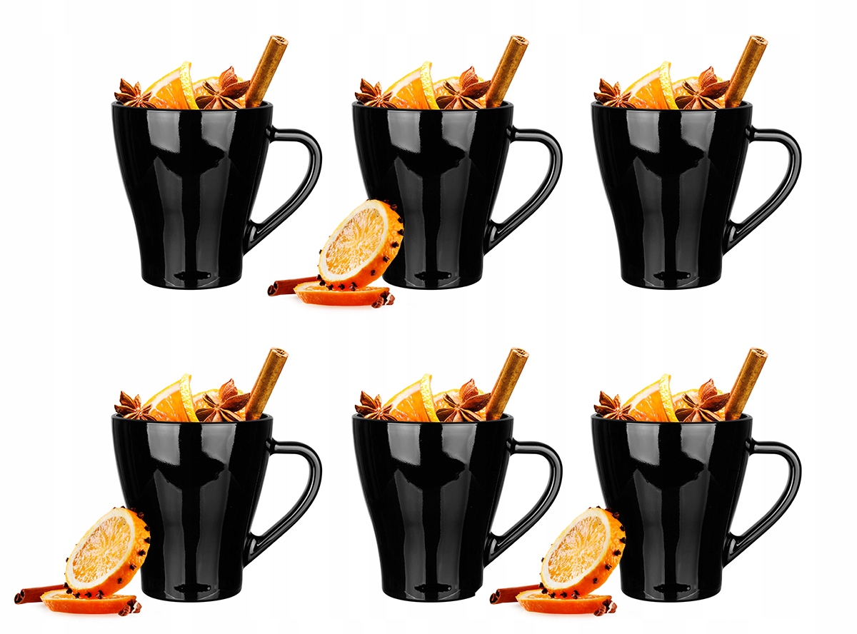 

6x Kubek Hugo Czarny 360ml, Duży Wytrzymały