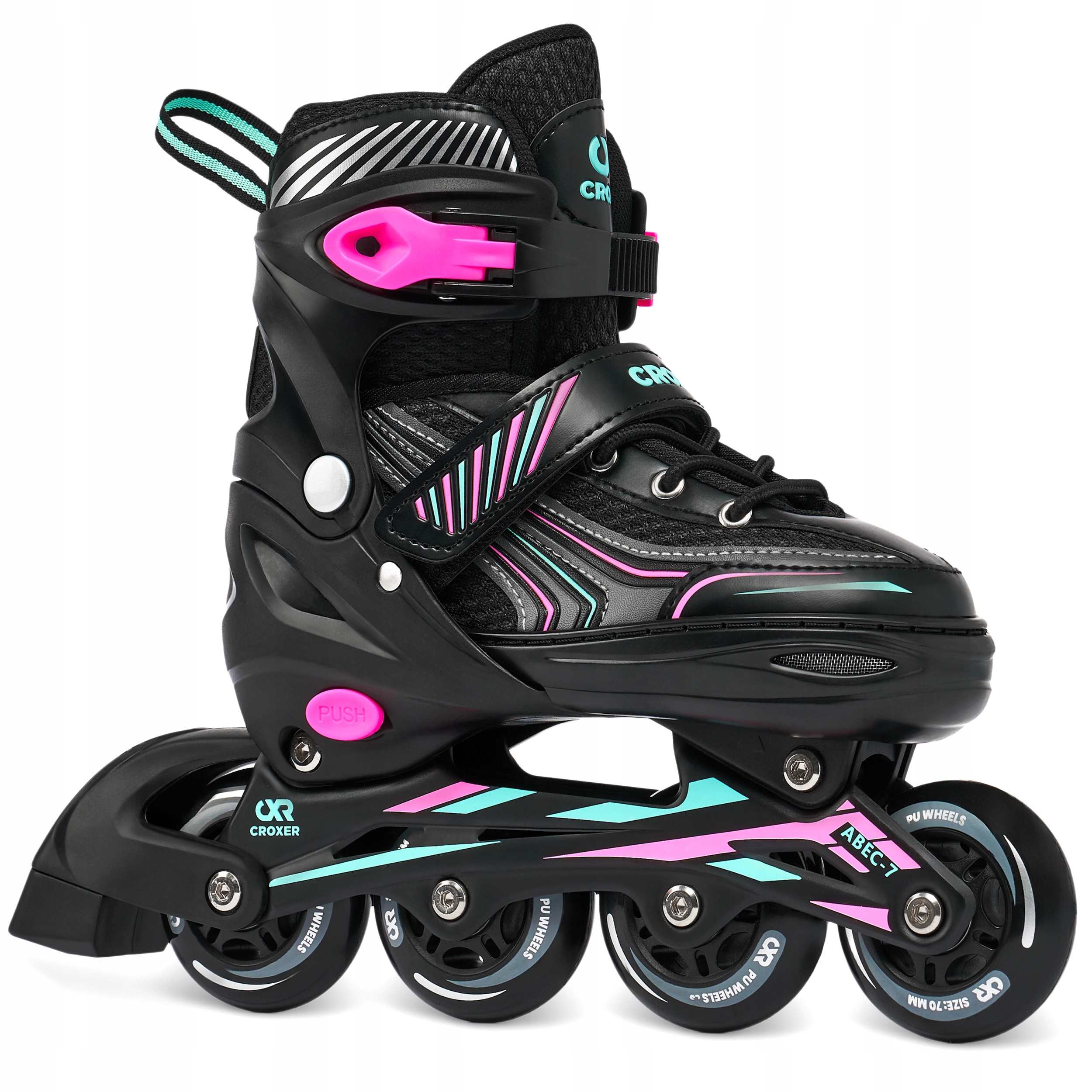 Rolki Regulowane Croxer Optima Mint/Pink 31-34 Kauczuk Abec7