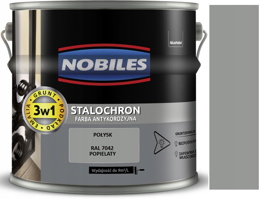 Nobiles Stalochron Farba Na Rdzę Popielaty Ral 7042 Połysk 2.5L