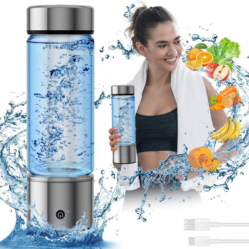 Generator Aktywnego Wodoru Kubek 420ML Szklany Bidon Usb Zdrowie