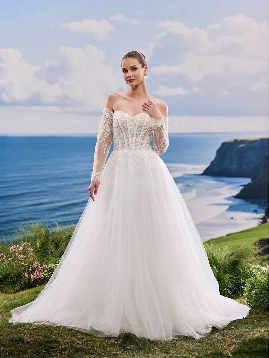 Shein Bílá Svatební Šaty S06__XL