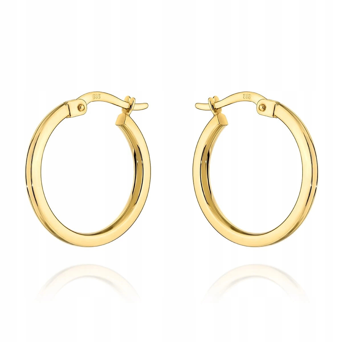 Náušnice Kolečka Zlaté 585 Hladká Kolečka 1,7 CM Klasické Na Angličtině