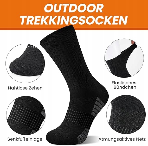 Skarpety Merino Trekkingowe Termiczne 3 Pary Ciepłe Zimowe