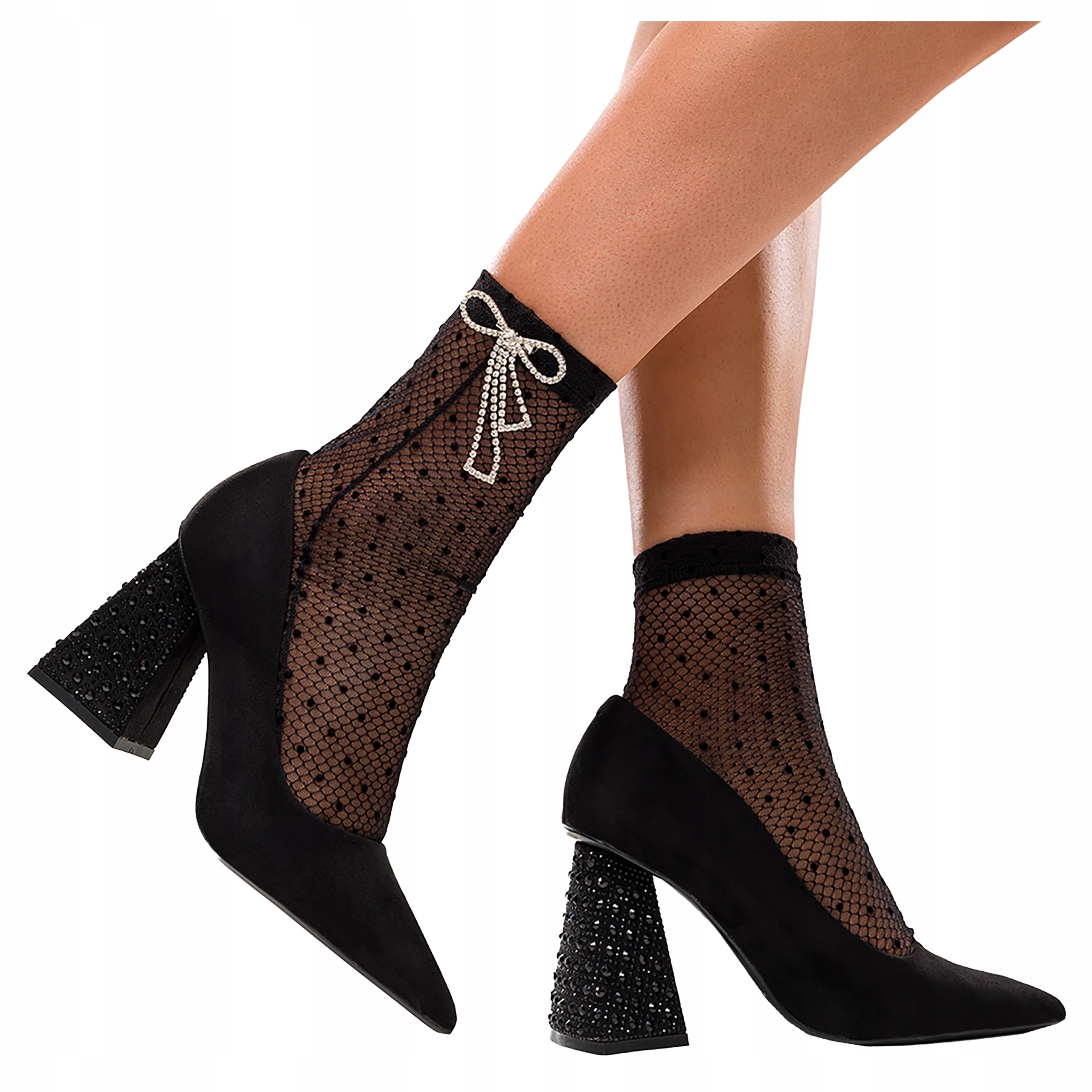 Černé Lodičky Dámské ozdobné podpatky Nosek Špic Kožená Vložka vel 37