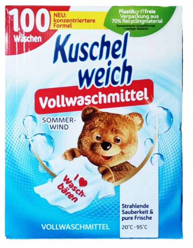 Levně Prášek Na Praní Kuschel Weich Vollwaschmittel 100 Praní 5 Kg z Německa