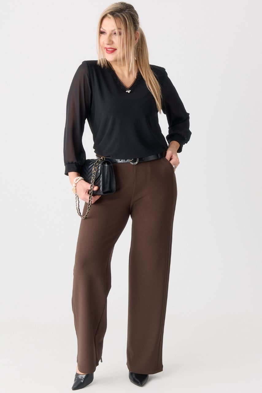 BLUZKA ELEGANCKA Z KORNOKĄ POLSKI PRODUCENT DUŻE ROZMIARY WIZYTOWA LUŹNA Rozmiar L