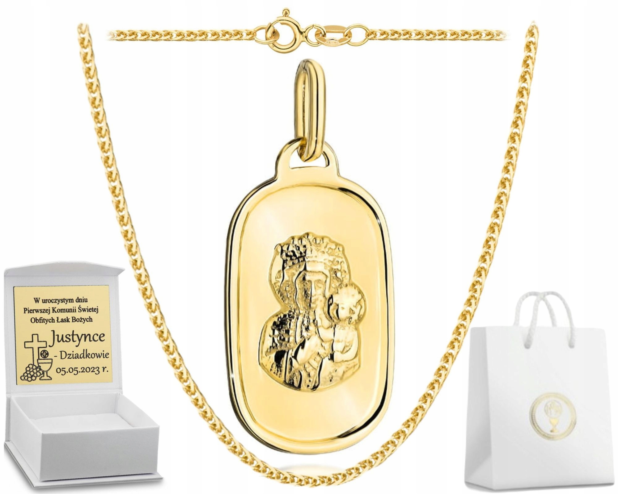 Medailonek S Řetízkem Na Přijímání Křest Biřmování 585